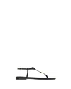 Saint Laurent Smooth Leather Cassandra Triangular Upper Flat Sandals Shoes In Multi