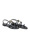 Saint Laurent Cassandra Calfskin Ysl Slingback Sandals In Black