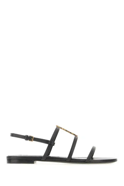 Saint Laurent Cassandra Flat Sandals Shoes