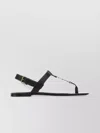 Saint Laurent Cassandra Flat Sole Metallic Toe Strap Sandals In Black