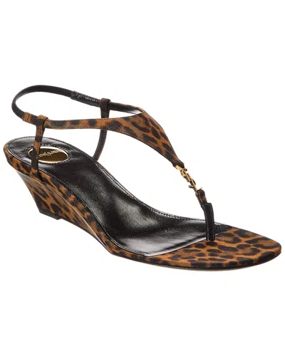 SAINT LAURENT SAINT LAURENT CASSANDRA GROSGRAIN WEDGE SANDAL