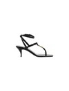 Saint Laurent Cassandra Sandals In Smooth Leather With Gold Monogram In Black