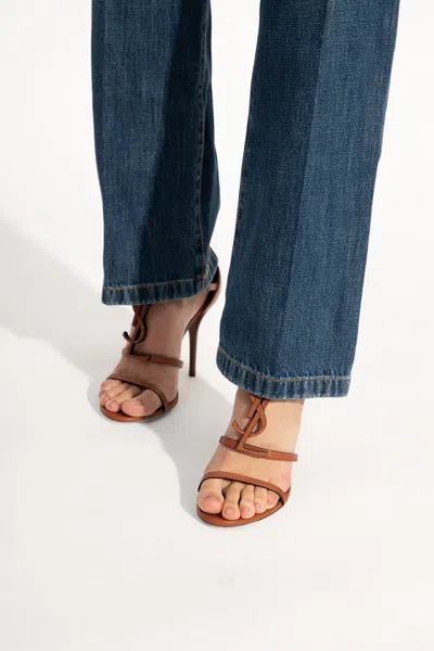 Saint Laurent ‘cassandra' Heeled Sandals In Brown