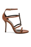 Saint Laurent Cassandra 100 Leather Sandal In New Papaya