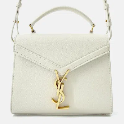 Pre-owned Saint Laurent Cassandra Ivory Leather 2 Way Handbag In White