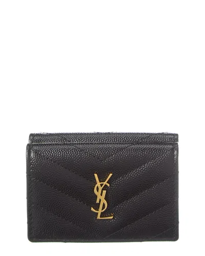 Saint Laurent Cassandra Leather French Wallet In Black