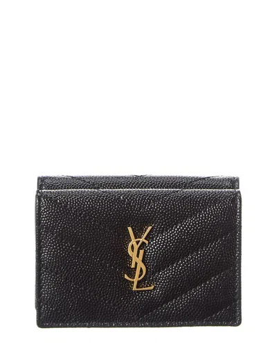 Saint Laurent Cassandra Leather French Wallet In Black