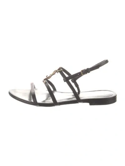 Pre-owned Saint Laurent Cassandra Leather Gladiator Sandals In Black