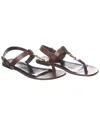 Saint Laurent Cassandre Logo-embellished Leather Sandals In Brown