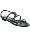 Saint Laurent Cassandra Calfskin Ysl Slingback Sandals In Black
