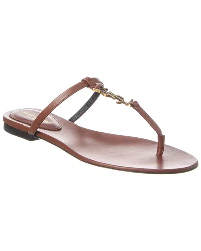 Saint Laurent Cassandra Leather Sandal In Brown