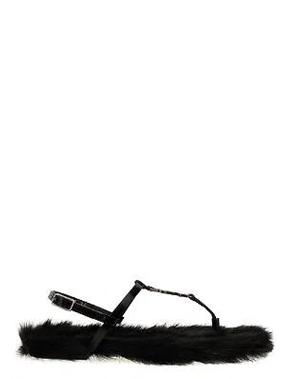 Pre-owned Saint Laurent Cassandra Leather Sandals In Black