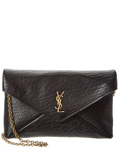 Saint Laurent Cassandra Leather Shoulder Bag In Black
