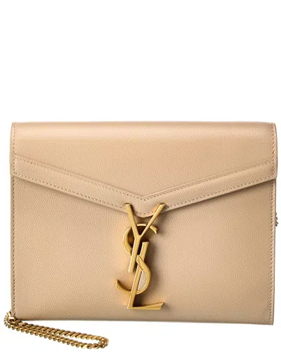 Saint Laurent Cassandra Leather Shoulder Bag In Neutral