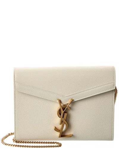 Saint Laurent Cassandra Leather Shoulder Bag In White