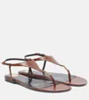 Saint Laurent T-strap Logo-embellished Leather Sandals