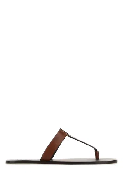 Saint Laurent Babylon Sandal In Smooth Leather In Brown