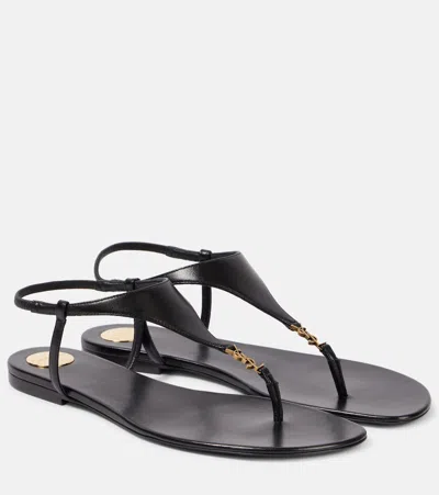 Saint Laurent Sandalen Cassandra Aus Leder In Schwarz