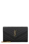 Saint Laurent Cassandra Leather Wallet On Chain In Black