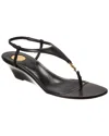 Saint Laurent Cassandre Wedge Leather Thong Sandal