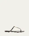 Saint Laurent Cassandra Leather Ysl Thong Sandals In Brown