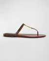 Saint Laurent Cassandra Leather Ysl Thong Sandals In Cigare