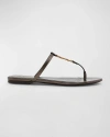 Saint Laurent Cassandra Slides In Laminated Metallic Leather In Metal Walnut
