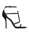 Saint Laurent Cassandra Logo-embellished Patent-leather Sandals In Black