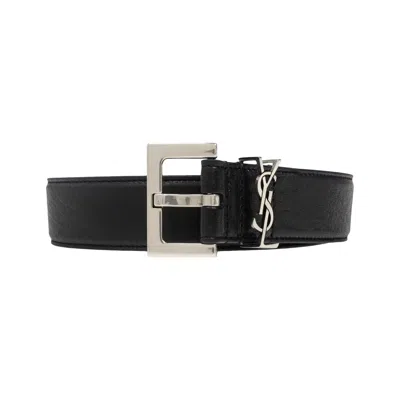 Pre-owned Saint Laurent Cassandra Logo Buckle Leather Belt 'black' | Tan | Men's Size 80