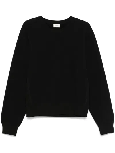 Saint Laurent Cassandra Logo Crew Neck Sweatshirt In Black