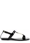 SAINT LAURENT SAINT LAURENT CASSANDRA LOGO PATENT LEATHER SANDALS