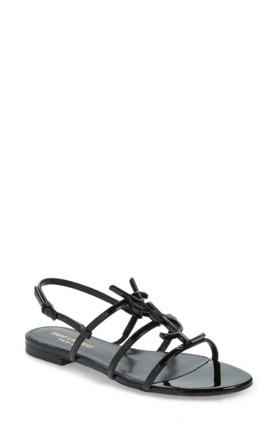 Saint Laurent Cassandra Logo Sandal In Black