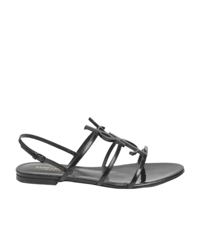 Saint Laurent Cassandra Logo Sandals In Black