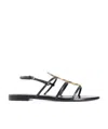 Saint Laurent Black Patent Cassandra Open Sandals