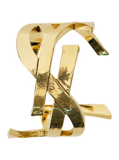 Saint Laurent Cassandra Mini Cuff Bracelet In Gold