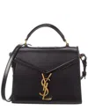 Saint Laurent Cassandra Mini Leather Shoulder Bag In Black