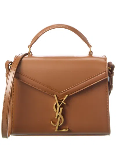 Saint Laurent Cassandra Mini Leather Shoulder Bag In Brown