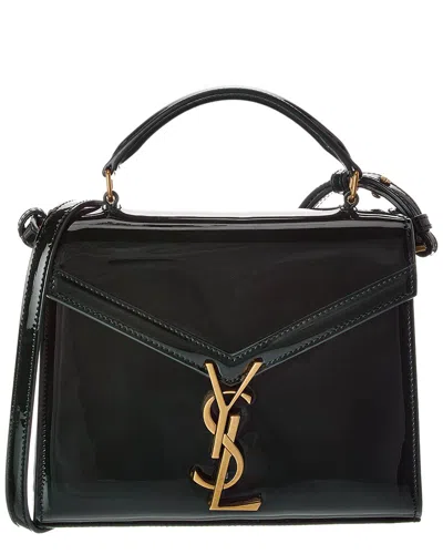 Saint Laurent Cassandra Mini Patent Shoulder Bag In Green