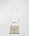 Saint Laurent Cassandra Mini Ysl Top Handle Crossbody Bag In Grained Leather In Crema Soft