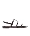 Saint Laurent Cassandra Calfskin Ysl Slingback Sandals In Black