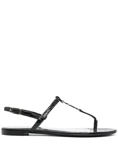 Saint Laurent Cassandra Open-toe Sandals In Black