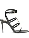 Saint Laurent Cassandra Ysl Medallion Leather Stiletto Sandals In Black