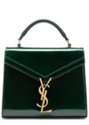 Saint Laurent Cassandra Patent Leather Top Handle Bag In Dark Green
