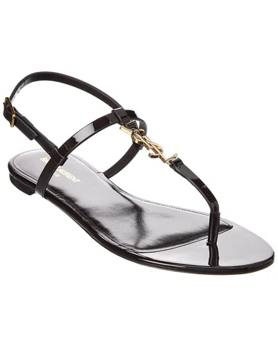 Saint Laurent Cassandra Patent Sandal In Black