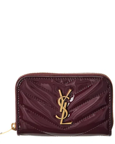 Saint Laurent Cassandra Patent Zip Around Wallet In Gold