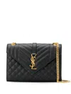 Saint Laurent Envelope Medium Quilted Textured-leather Shoulder Bag In Blue