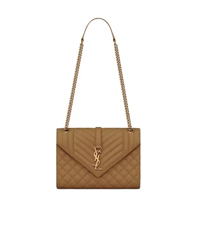 Saint Laurent Cassandra Quilted Shoulder Bag In Brown