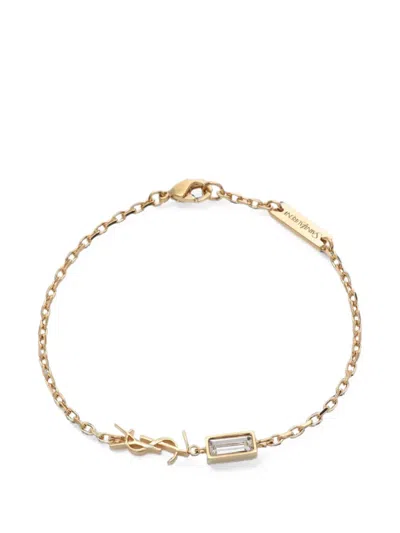 Pre-owned Saint Laurent Cassandra Rhinestone Bracelet In Gold