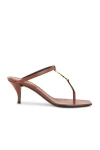 Saint Laurent Cassandra 60 Leather Sandals In Aesthetic Brown