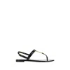 Saint Laurent Black Cassandra Flat Sandals In Crocodile-embossed Leather With Gold-tone Monogram